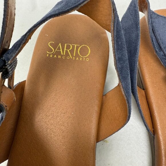 Franco Sarto Womens Sandals Navy Blue Suede Open Toe Sandals Buckle Size 8.5 - Picture 8 of 8